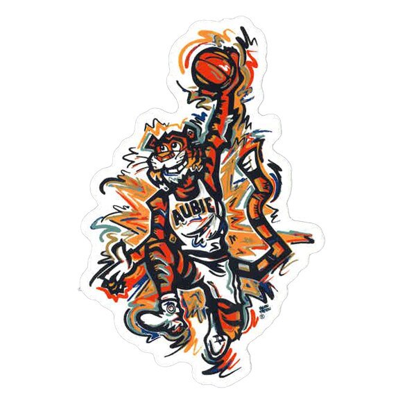 Watercolor Basketball Aubie Decal